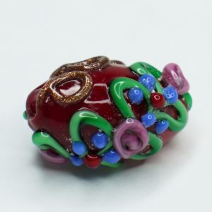 Hand Painted bead maroon